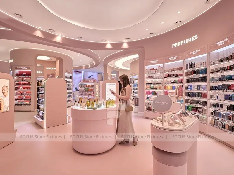 Blush Pink Salon Boutique with Arched Styling Alcoves for Wig Beauty Store