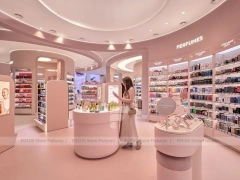 Blush Pink Salon Boutique with Arched Styling Alcoves for Wig Beauty Store