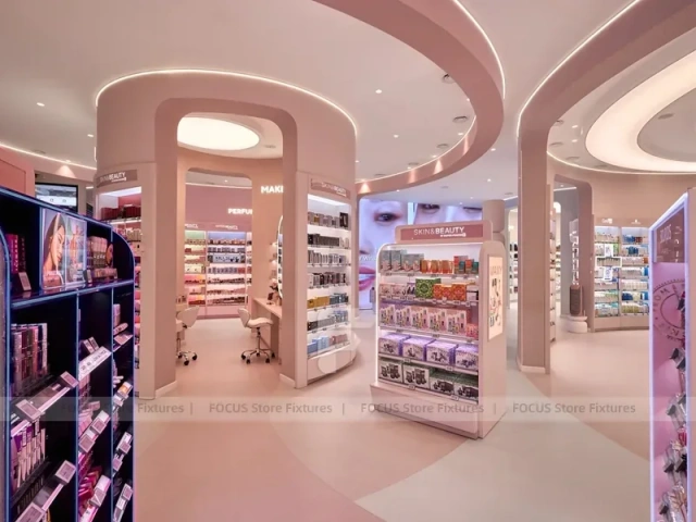 Blush Pink Salon Boutique with Arched Styling Alcoves for Wig Beauty Store