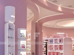 Blush Pink Salon Boutique with Arched Styling Alcoves for Wig Beauty Store