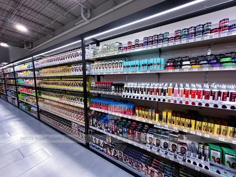 Compact Beauty Supply Checkout and Gondola Layout for Wig Shop