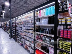 Hair Extension Wall with Drawers Shelving and Glass Showcase for Beauty Store