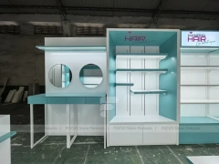 Illuminated Diamond Hair Reception Desk with Backlit Wall for Wig Store