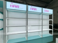 Illuminated Diamond Hair Reception Desk with Backlit Wall for Wig Store