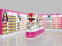 Pink Corner Wig and Beauty Wall Display System for Beauty Store