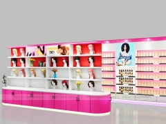 Pink Corner Wig and Beauty Wall Display System for Beauty Store