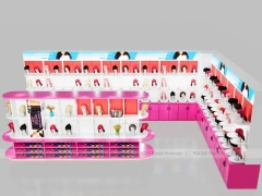 Pink Corner Wig and Beauty Wall Display System for Beauty Store