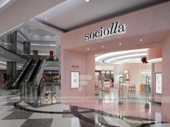 Pink Sociolla Storefront with Open Mall Entrance for Beauty Store