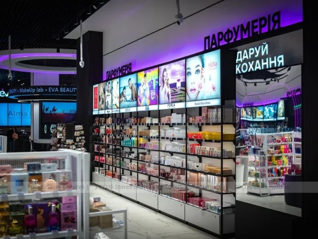 White and Black Cosmetics Gondola Display System for Wig Shop