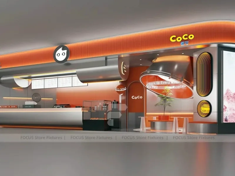 Orange Milk Tea Mall Storefront Kiosk
