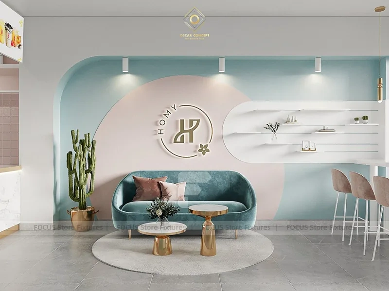 Pastel Milk Tea Lounge Counter