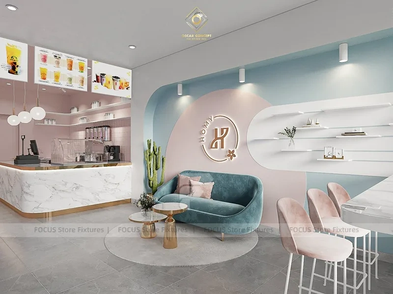 Pastel Milk Tea Lounge Counter