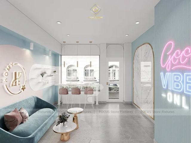 Pastel Milk Tea Lounge Counter