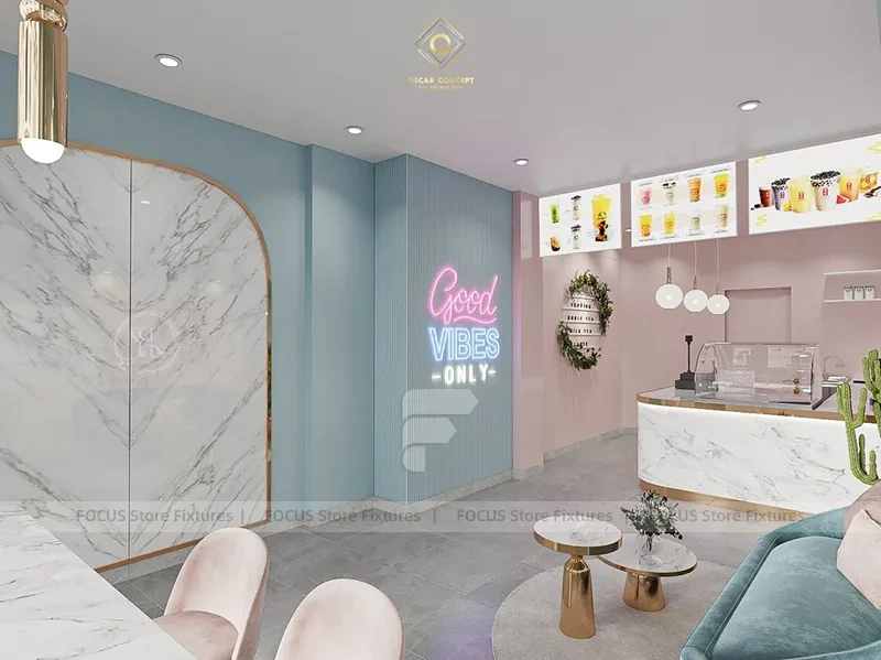Pastel Milk Tea Lounge Counter