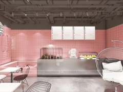 Pink Minimal Beverage Cafe Counter