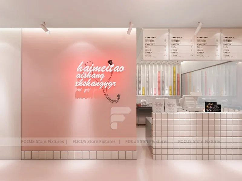 Pink Minimal Beverage Cafe Counter