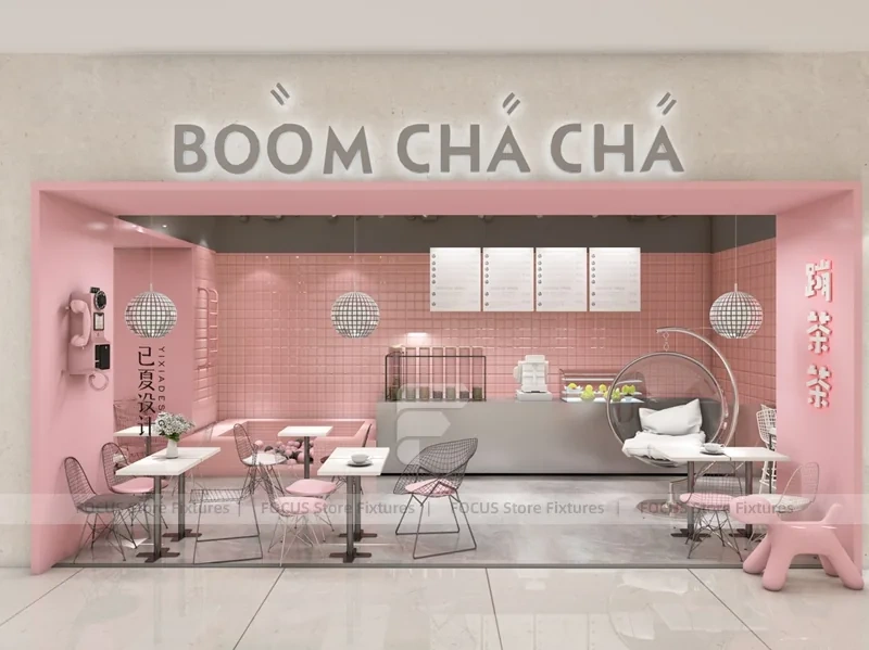 Pink Minimal Beverage Cafe Counter