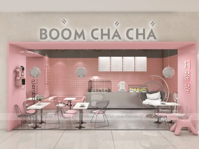 Pink Minimal Beverage Cafe Counter