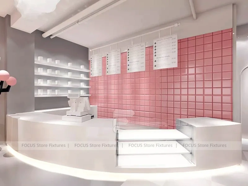 Pink Minimal Beverage Cafe Counter