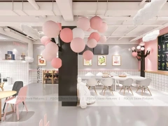 Pink Minimal Beverage Cafe Counter