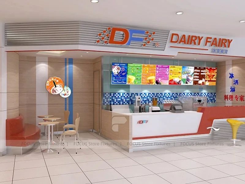Pink Orange Milk Tea Dessert Counter