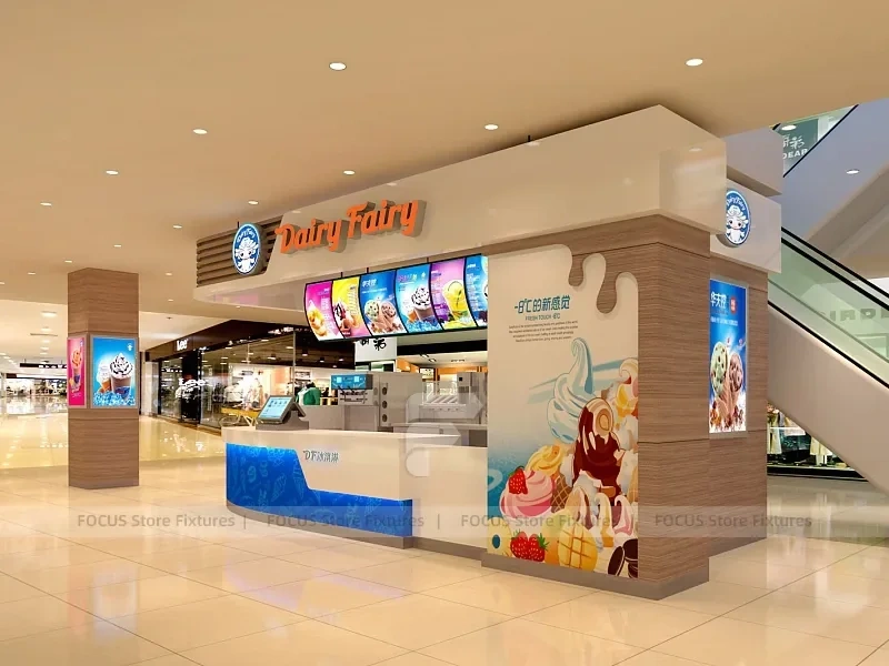Pink Orange Milk Tea Dessert Counter