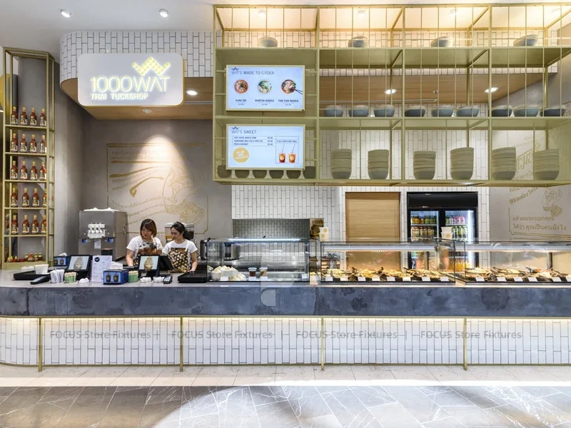 Warm Wood Bubble Tea Food Court Counter