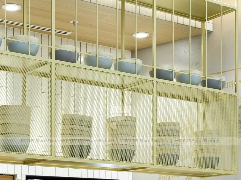 Warm Wood Bubble Tea Food Court Counter