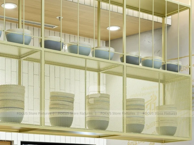 Warm Wood Bubble Tea Food Court Counter