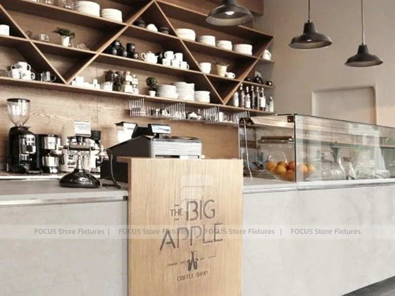 Warm Wood Bubble Tea Food Court Counter