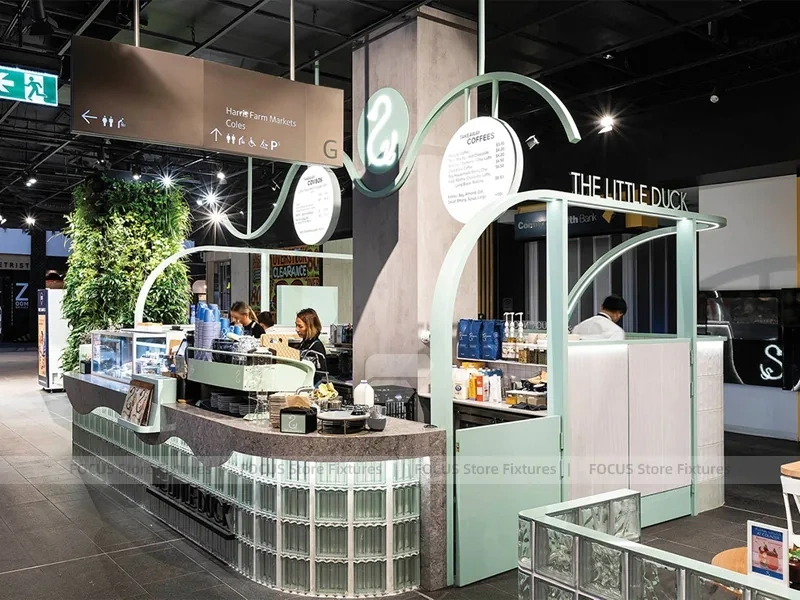 White Curved Milk Tea Cafe Counter