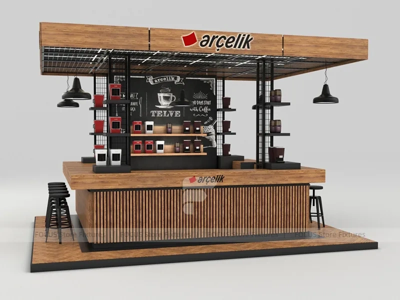 Wooden Accent Coffee Island Kiosk