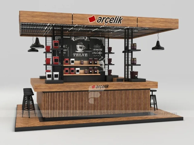 Wooden Accent Coffee Island Kiosk