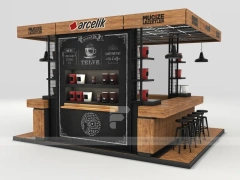 Wooden Accent Coffee Island Kiosk