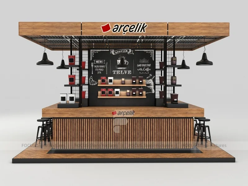 Wooden Accent Coffee Island Kiosk