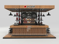 Wooden Accent Coffee Island Kiosk