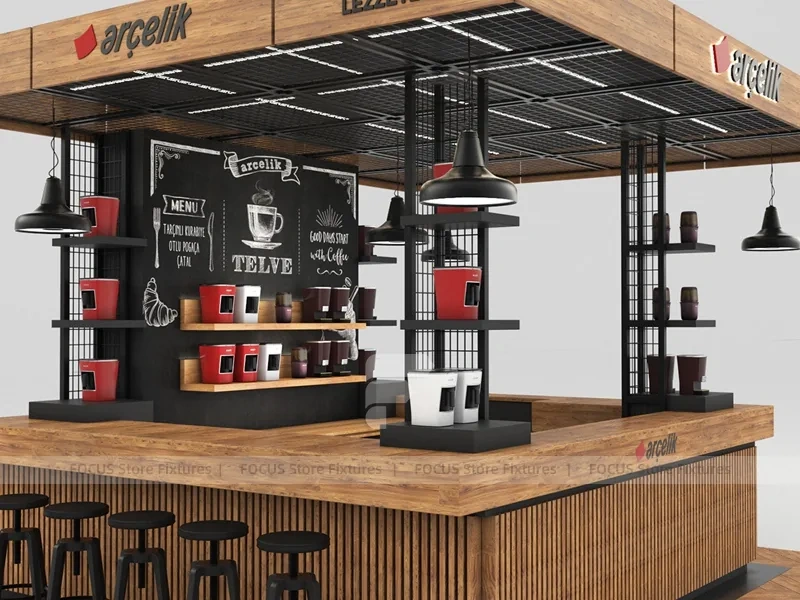 Wooden Accent Coffee Island Kiosk