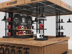 Wooden Accent Coffee Island Kiosk