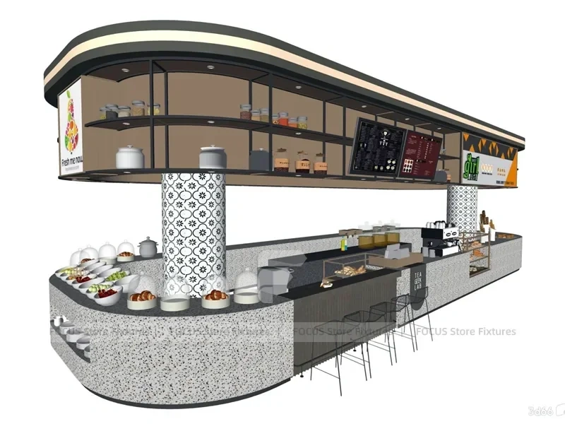 Wooden Coffee Tea Island Bar Counter