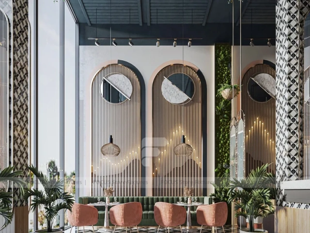 Arch Wall Beverage Cafe Seating Detail