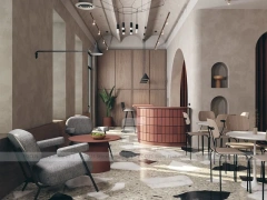 Beige Arch Beverage Cafe Seating Layout