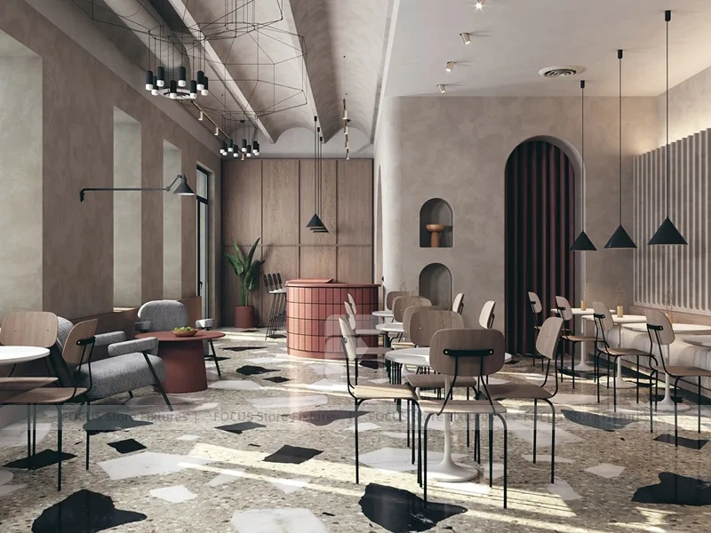Beige Arch Beverage Cafe Seating Layout
