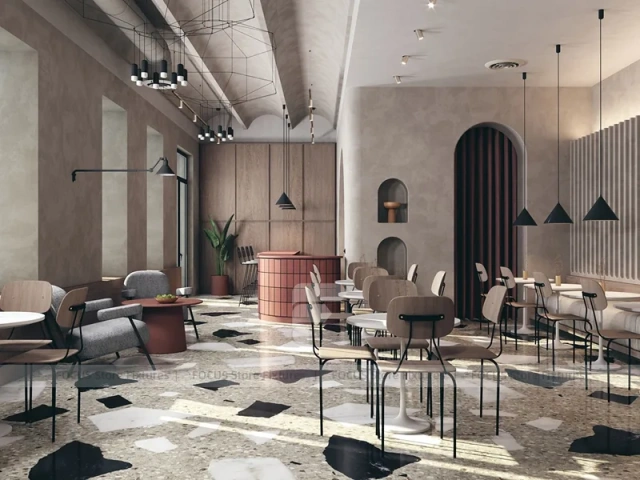 Beige Arch Beverage Cafe Seating Layout