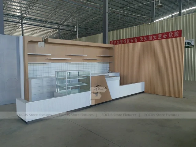 Beige White Beverage Shop Counter Construction