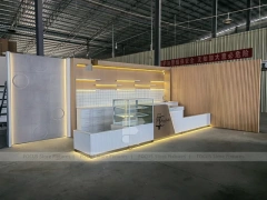 Beige White Beverage Shop Counter Construction