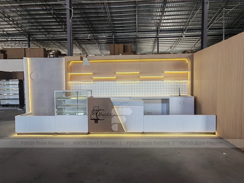 Beige White Beverage Shop Counter Construction