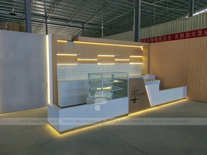 Beige White Beverage Shop Counter Construction