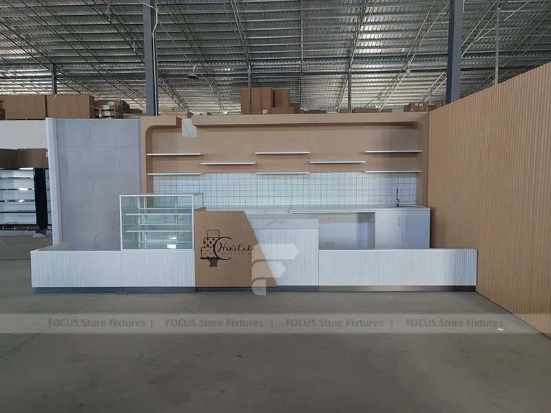 Beige White Beverage Shop Counter Construction
