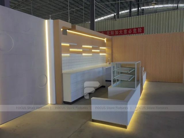 Beige White Beverage Shop Counter Construction
