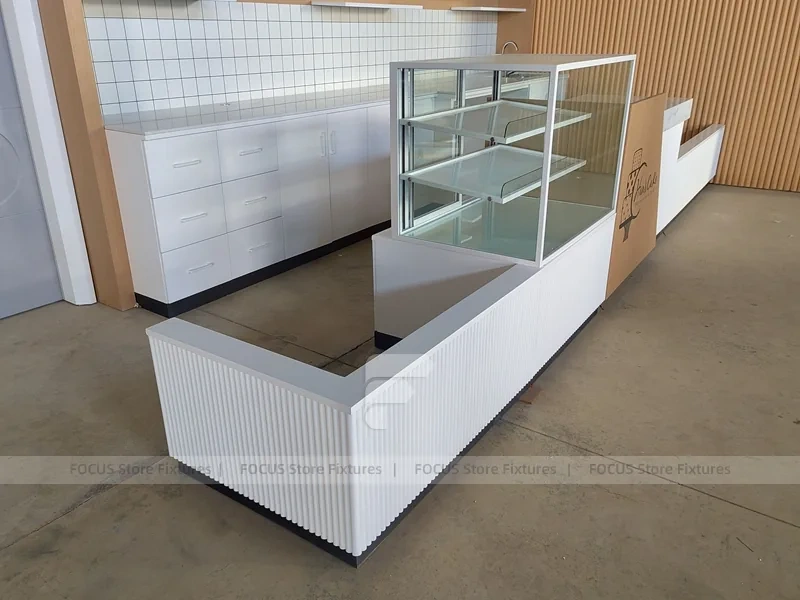 Beige White Beverage Shop Counter Construction